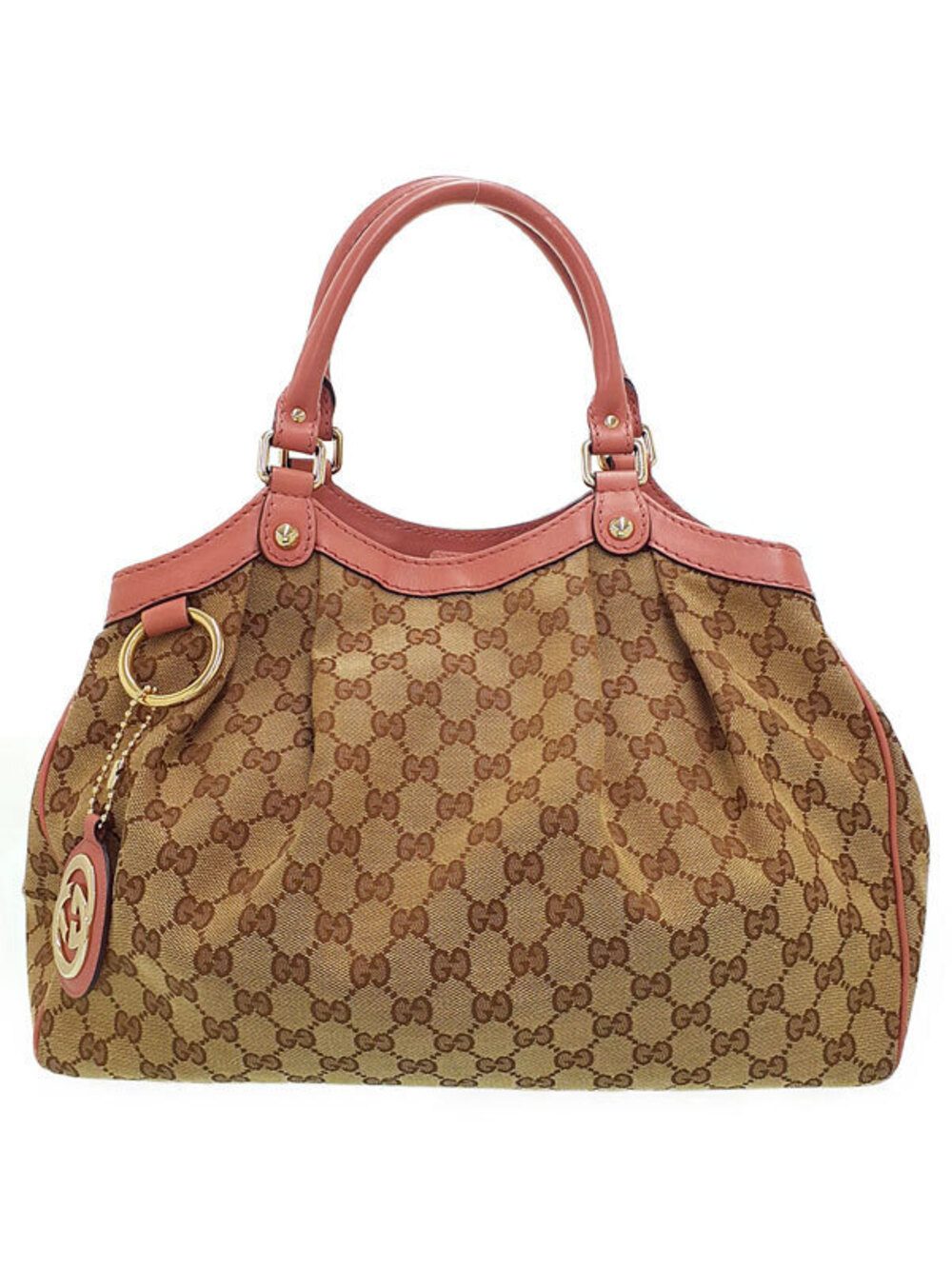 Gucci Sukey Tote beige brown GG monogram pink leather